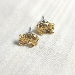 Gold Bear Stud Earrings